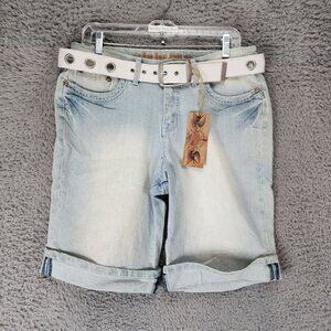 Nine Point Eight Shorts Womens 12 Light Wash Stretch High Rise Denim Jean *NWT*